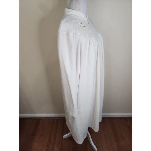 Vintage Shadowline Nightgown Ivory Long Sleeves Housecoat Zip Up Size Large USA - Picture 4 of 9